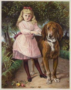 Mädchen hält Bloodhound an der Leine von American School