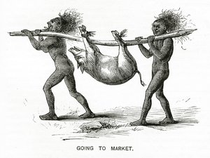 Auf dem Weg zum Markt, Illustration aus Appletons Journal, 4. Mai 1872 von American School
