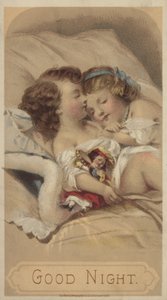 Gute Nacht, Kinder schlafen im Bett von American School