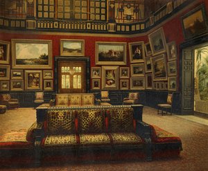 Großer Saal, Van der Bilt Hotel in New York, ca. 1840, Farbgravur