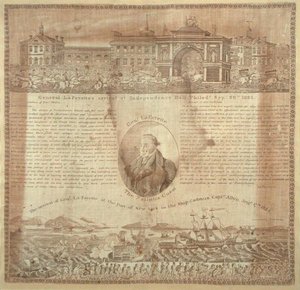 Taschentuch zur Erinnerung an die Ankunft von General Lafayette (1757-1834) im Jahr 1824 von American School