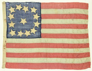 Handgenähte Flagge mit dreizehn Sternen, um 1830-80