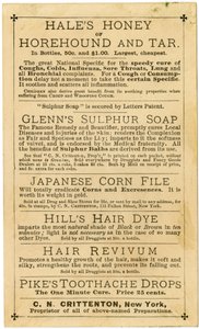 Hills Haar- und Bartfärbemittel, Best Ever Invented, C.N. Crittenton, Eigentümer, New York, Rückseite von American School