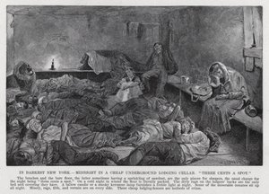 Im dunkelsten New York, Mitternacht in einem billigen unterirdischen Schlafkeller, "drei Cent pro Platz" von American School