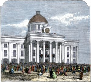 Amtseinführung von Präsident Jefferson Davis als Präsident der Konföderierten Staaten von Amerika, Montgomery City Hall, Alabama