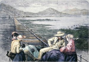 Inspektionswagen auf der Pacific Railroad, ca. 1870 (kolorierte Gravur)