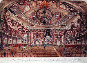 Innenansicht der Tammany Hall, dekoriert für die National Convention am 4. Juli von American School