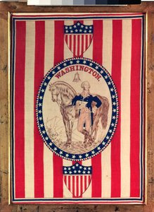 Taschentuch mit einem Ganzkörper-Reiterporträt von George Washington, ca. 1876