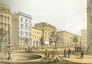 LaSalle Street vom Courthouse Square, aus Chicago Illustrated, mit literarischen Beschreibungen von James W. Sheahan, veröffentlicht von Jevne & Almini, Chicago, 1866-67 von American School