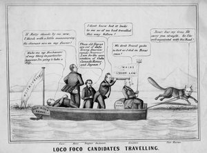 Loco Foco Kandidaten reisen auf dem Kanalsystem, veröffentlicht von J Childs, New York, ca. 1848
