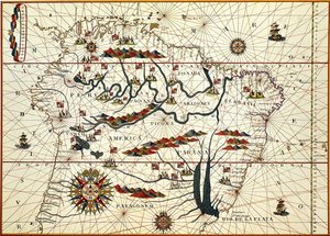 Karte von Südamerika im Jahr 1582 von American School
