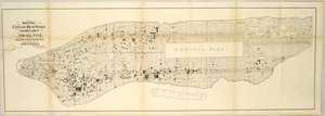 Karte der Stadt New York mit den Pockenfällen vom 1. Mai 1874 bis 30. April 1875 von American School