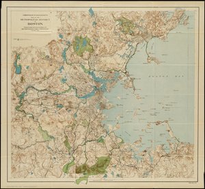 Karte des Stadtbezirks von Boston, Massachusetts: zeigt lokale öffentliche Reservate und Bestände der Metropolitan Park Commission, 1901