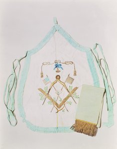 Freimaurer-Schürze und Schärpe, 1770-1800 (Seide & Metallfaden)
