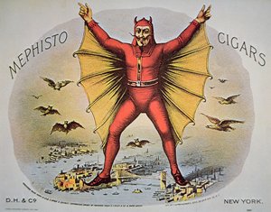 Mephisto Zigarrenetikett, gedruckt von F. Heppenheimer