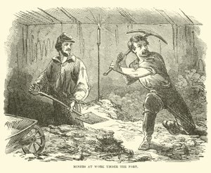 Bergleute bei der Arbeit unter dem Fort, Juni 1863 von American School