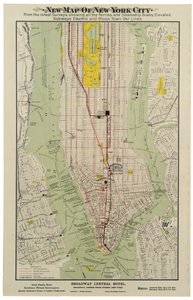 Neue Karte von New York City mit den neuesten Erhebungen, die alle Fähren und Dampfschiffdocks, Hochbahnen, U-Bahnen und Querstraßenbahnlinien zeigt