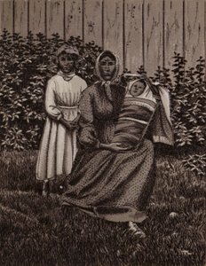 Niagarafälle: Indianerfamilie (Lithografie) von American School