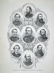 Neun Porträts prominenter Generäle der Konföderiertenarmee