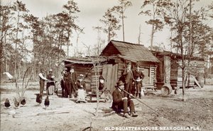 Altes Squatter-Haus in der Nähe von Ocala, Florida, um 1880