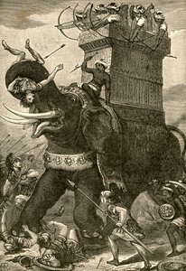 Persischer Kriegselefant in der Schlacht