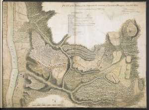 Plan der Position der Armee unter dem Kommando von Generalleutnant Burgoyne in der Nähe von Still Water, in der sie am 20. September 1777 lagerte
