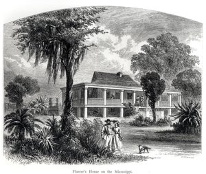 Haus eines Pflanzers am Mississippi, graviert von J.H. Ellawell