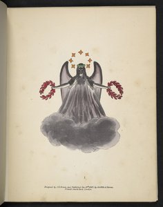 Tafel 1. Ein dunkler Engel. Spectropia; oder, Überraschende spektrale Illusionen, die überall Geister zeigen, und in jeder Farbe, etc. ser. 1. J.H. Brown, 1864 von American School