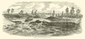 Porters Flotte passiert den Damm bei Alexandria, Mai 1864 von American School