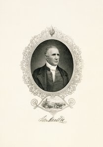 Porträt von Sam Houston mit Stadtansicht, ca. 1855-1860