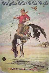 Plakat eines bockenden Broncos für Buffalo Bills (1846-1917) Wild West Show, ca. 1885 (Farblithografie)