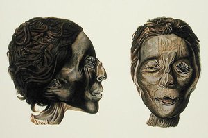 Profil und Gesicht einer weiblichen Mumie aus Gizeh, Band II, Tafel XXVII aus 