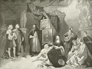 Raffael wird Leonardo da Vinci vorgestellt (Gravur) von American School