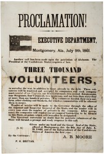 Rekrutierungsflugblatt, das dreitausend Freiwillige anfordert, 9. Juli 1861 von American School