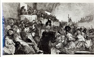 Gottesdienst im Mormonentempel in Salt Lake City, 1871 von American School