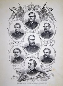 Sieben Porträts prominenter Kavalleriekommandanten der Unionsarmee von American School