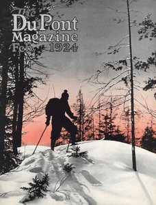 Skifahren, Titelseite des DuPont Magazins, Februar 1924 von American School