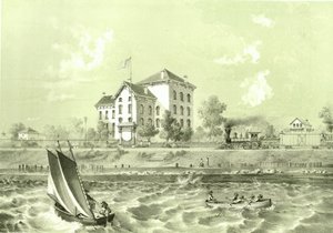 Soldatenheim, aus Chicago Illustrated, mit literarischen Beschreibungen von James W. Sheahan, veröffentlicht von Jevne & Almini, Chicago, 1866-67