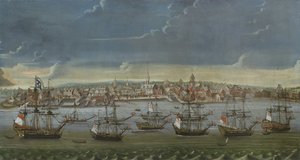 Südostansicht der Stadt New York, um 1756-7 von American School