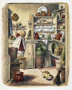 Lagerung in der Küche in „Schnik, schnak, Kleinigkeiten für die Kleinen“, Kinderspiele. Hrsg. London- Georges Ronthedge und Söhne. New York, The broad way Ludgate n.d. ca. 1890.