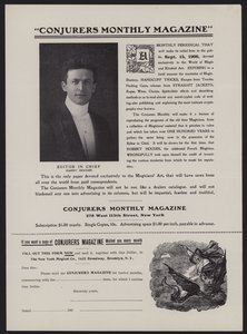 Abonnementformular für Conjurers Monthly Magazine, Chefredakteur Harry Houdini von American School