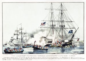 Der amerikanische Freibeuter "General Armstrong" Capt. Sam C. Reid (Farblitho)