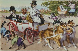 Das Brautpaar, frühe 20. Jahrhundert amerikanische Postkarte