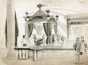 Der Trauerkatafalk in Springfield, Illinois, Illustration für Frank Leslies Illustrated Newspaper, 1865 von American School