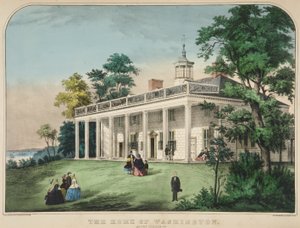 Das Haus von Washington, Mount Vernon, Va., veröffentlicht um 1857 (Farblithografie) von American School