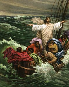 Das Wunder Christi, wie er den Sturm auf dem See Genezareth beruhigt von American School