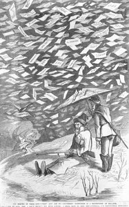 Der Winter ihrer Unzufriedenheit, Jeff und sein Leutnant in einem Schneesturm von Stimmzetteln erwischt, ca. 1894 von American School