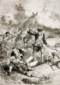 Der Tod von Major John Pitcairn der britischen Marines bei der Schlacht von Bunker Hill von American School