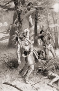 Der Tod von Tecumseh während der Schlacht am Thames, 5. Oktober von American School