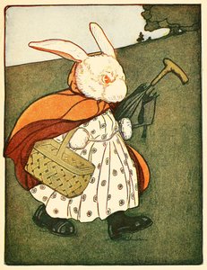 Dann ging die alte Frau Kaninchen ... durch den Wald zum Bäcker, aus Die Geschichte von Peter Hase, 1916 von American School